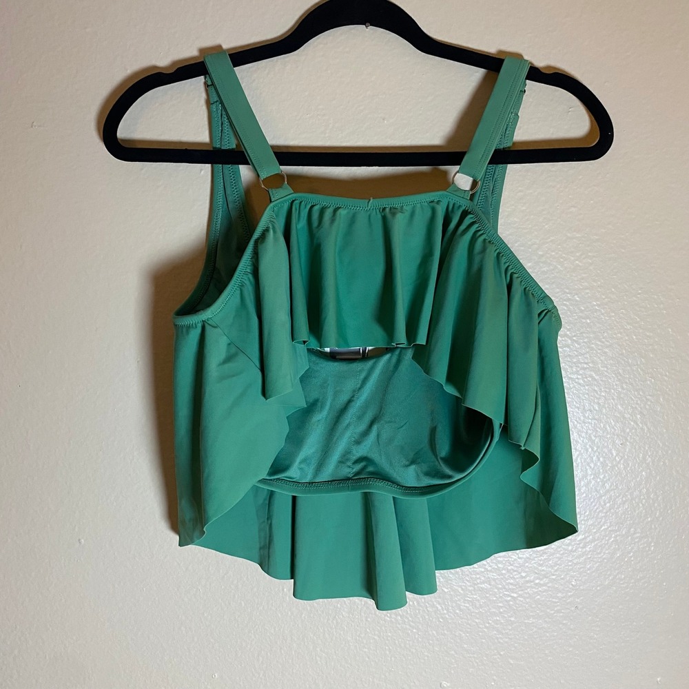 Cupshe Green Swim Top Flounce Adjustable Straps Tankini 2X - Picture 3 of 8